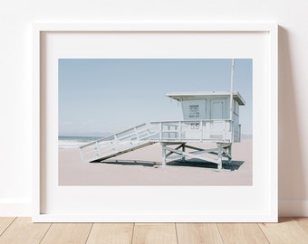 Lifeguard Tower Wall Art Print • Southern California Beach Poster Print •  Ocean Themed Nursery Wall Art • Printable Minimalist Decor