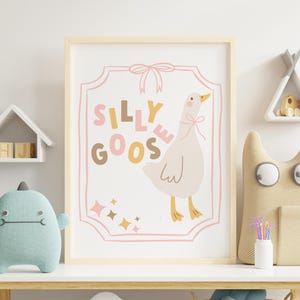 Silly Goose Nursery Print: Vintage Pastel Cottagecore Decor (Digital Download)