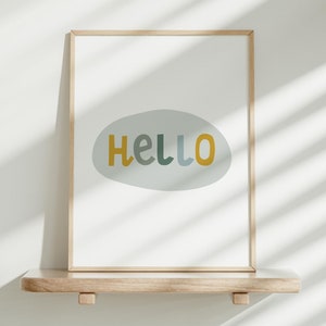 Hello Kunstdruck Poster: Modernes Kinderzimmer Dekor (Digitaler Download)