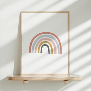 Rainbow Wall Art, Modern Rainbow Art for Girls Bedroom, Boho Toddler Playroom, Printable Kids Wall Art, Digital Printable Prints, Kid Room