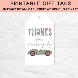 Race Car Birthday Thank You Tags PRINTABLE Thanks for Cruising by Car ...