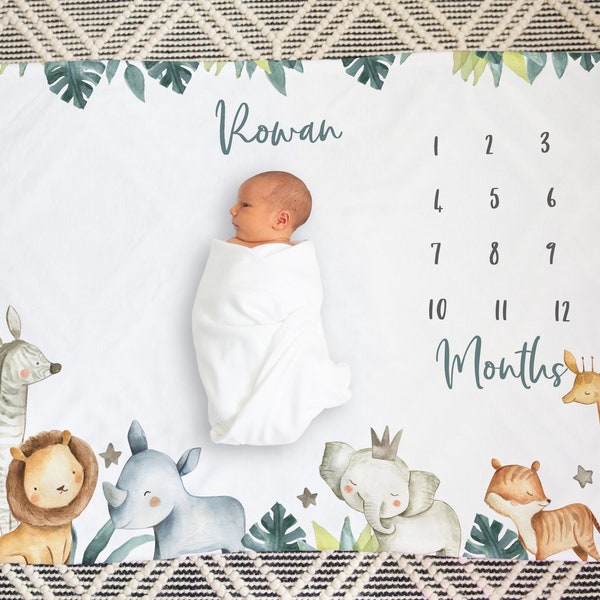 Safari Milestone Blanket Etsy