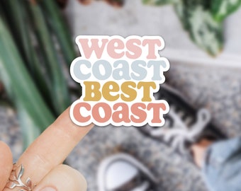 West Coast Best Coast Vinyl Sticker - California Sticker - Gift for Beach Lovers - Perfect for your Laptop or Water Bottle