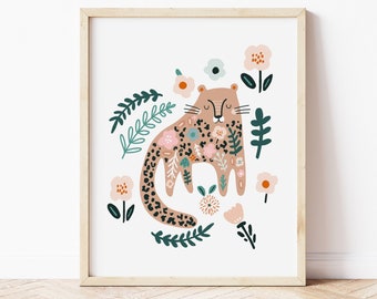 Cheetah Printable Wall Art • Safari Animal Wall Art for Baby Nursery • Girls Bedroom Cheetah Art • Boho Toddler Kids Room Decor