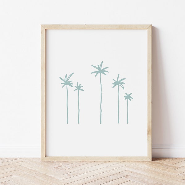 Palm Tree Print / Simple Palms Wall Art for Kids Bedroom  / Modern Beach Toddler Decor / Digital Printable Wall Art /