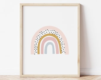 Rainbow Print / Modern Rainbow Wall Art for Girls Bedroom  / Boho Toddler Kids Room Decor / Digital Printable Wall Art /