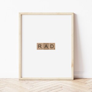 Rad Wall Art Wooden Letters Font • Printable Surf Art for Kids Bedroom • Surfing Decor for Toddlers Room • Gender Neutral Surfing Poster • 