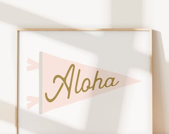 Aloha Pennant Flag Print: Beachy Nursery Wall Art (Digital Download)