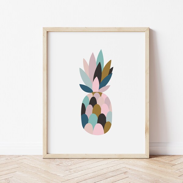 Pineapple Print /  Pineapple Wall Art for Kids Bedroom  / Modern Toddler Girls Room Decor, Printable Instant Download, Pineapple Nursery Art