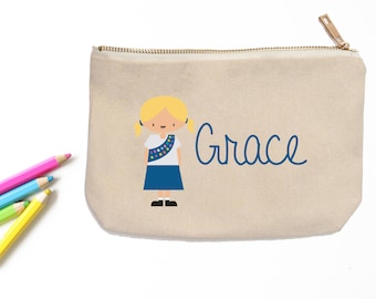 Daisy Girl Scout Personalized Pencil Pouch // Custom Personalized Kids Daisy Girl Scout School Pencil Bag // Pencil Case