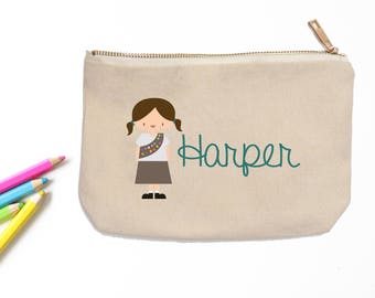 Brownie Girl Scout Personalized Pencil Pouch // Custom Personalized Kids Brownie Girl Scout School Pencil Bag // Pencil Case