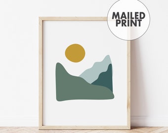 Mountain Wall Art Print • Explore Outdoors Wall Art for Kids Bedroom • Modern Nursery Room Decor • Abstract Mountains Printed Poster