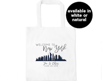 Customizable NYC Skyline Wedding Welcome Tote Bag