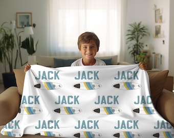 Personalized Surfboard Minky Blanket: Beach Theme Baby Blanket