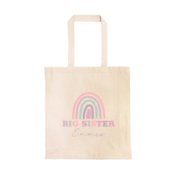 Personalized Rainbow Big Sister Tote Bag • Rainbow Baby Big Sister Bag • Rainbow Gift for Big Sister • 