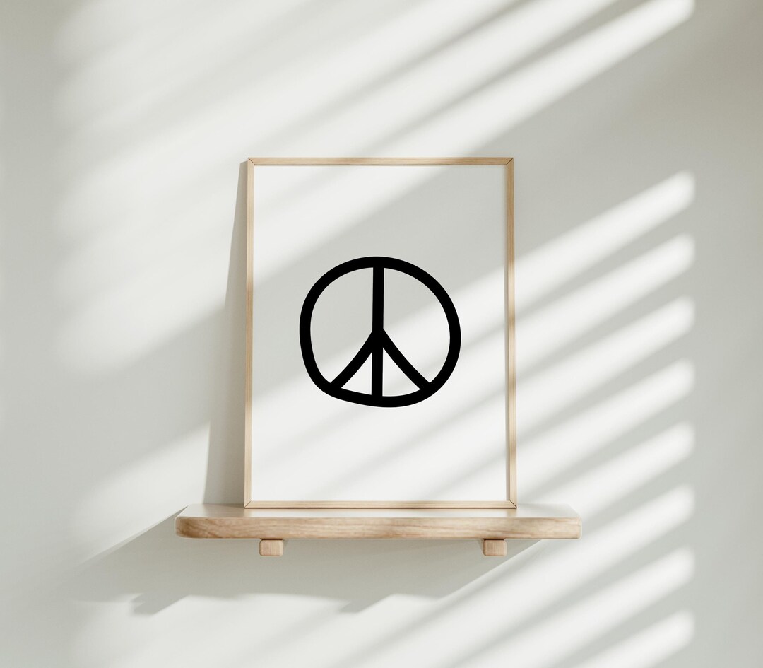 Peace Sign Neutral Peace Sign Wall Art Print • modern Nursery Art • Black and White Gender ...