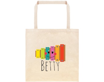 Xylophone Personalized School Tote Bag // Custom Music Class Book Bag // Keyboard Personalized Tote Bag