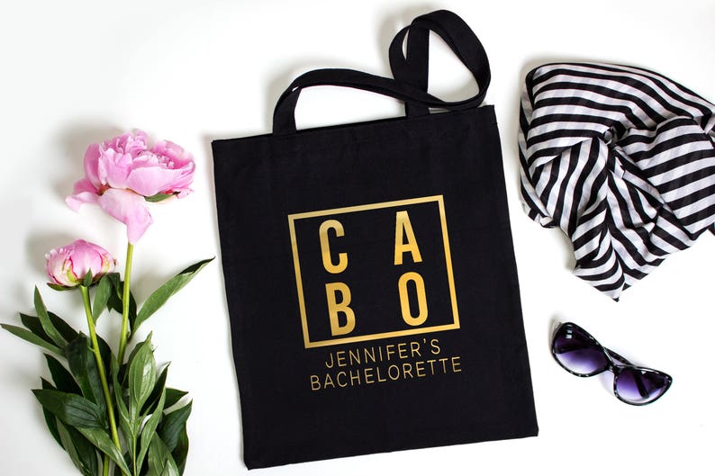 Cabo Bachelorette Personalized Tote Bag Gold Silver Personalized Modern Cabo Bachelorette Birthday Tote Bag