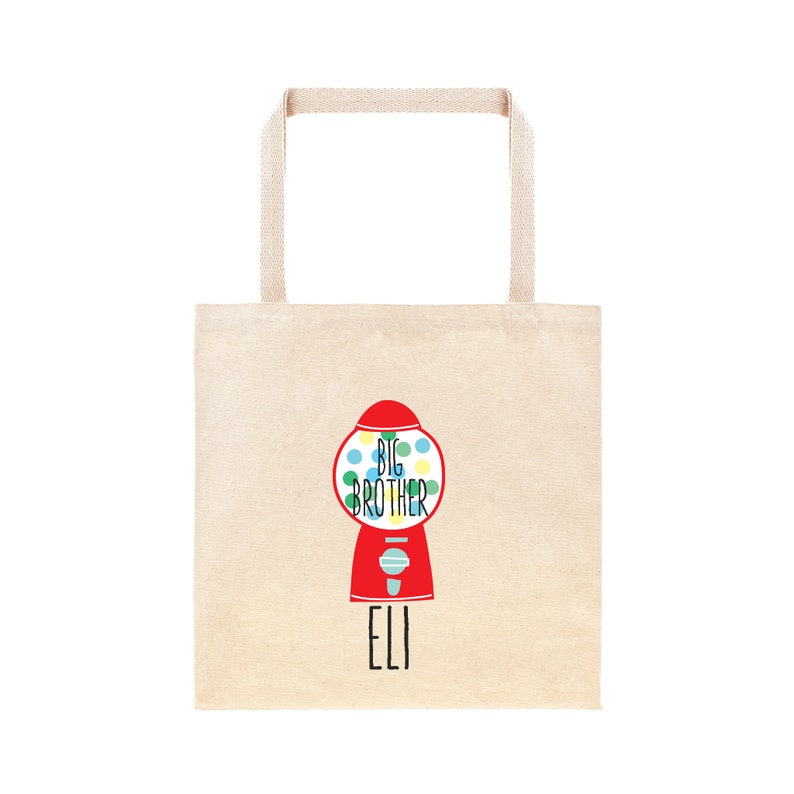 Gumball Machine Big Brother Personalized Tote Bag Custom Cotton Big Bro Gift Bag Sweet Candy Theme Baby Shower Sibling Gift