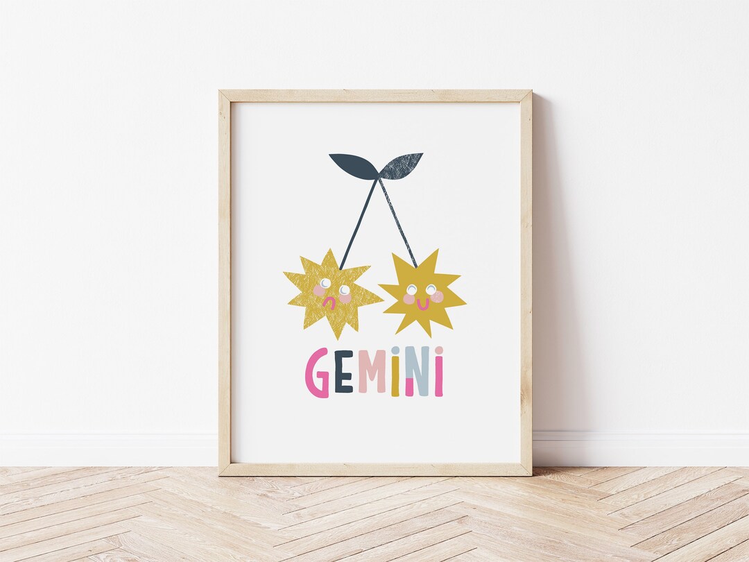 Gemini Art Print Download, Gemini Wall Art Printable for Girls Room ...