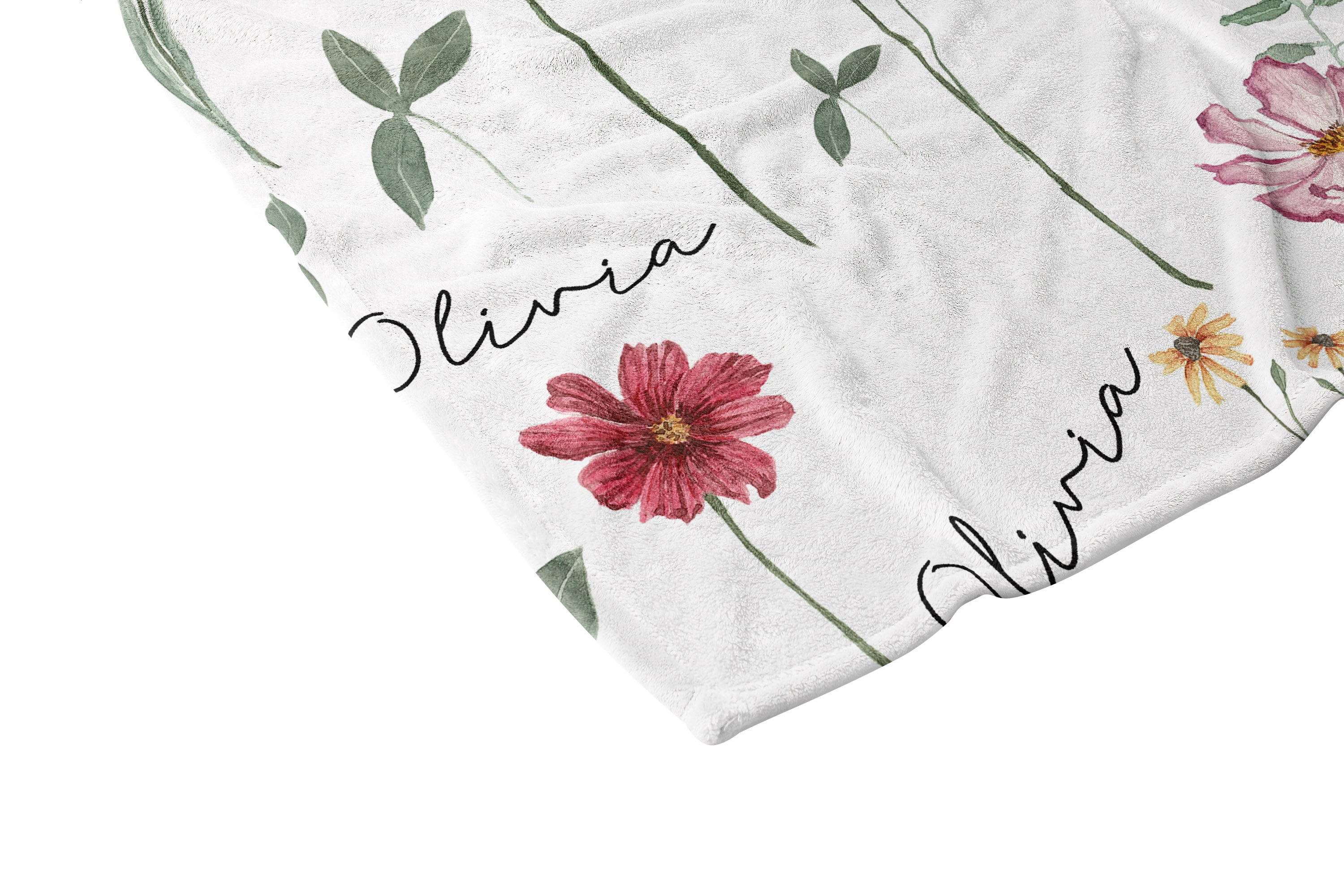 Personalized Wildflower Blanket: Vintage Floral Baby Girl Blanket