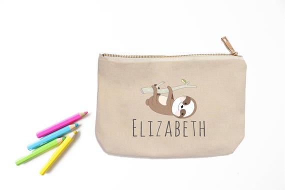 Personalized Sloth Pencil Pouch // Custom Personalized Kids 