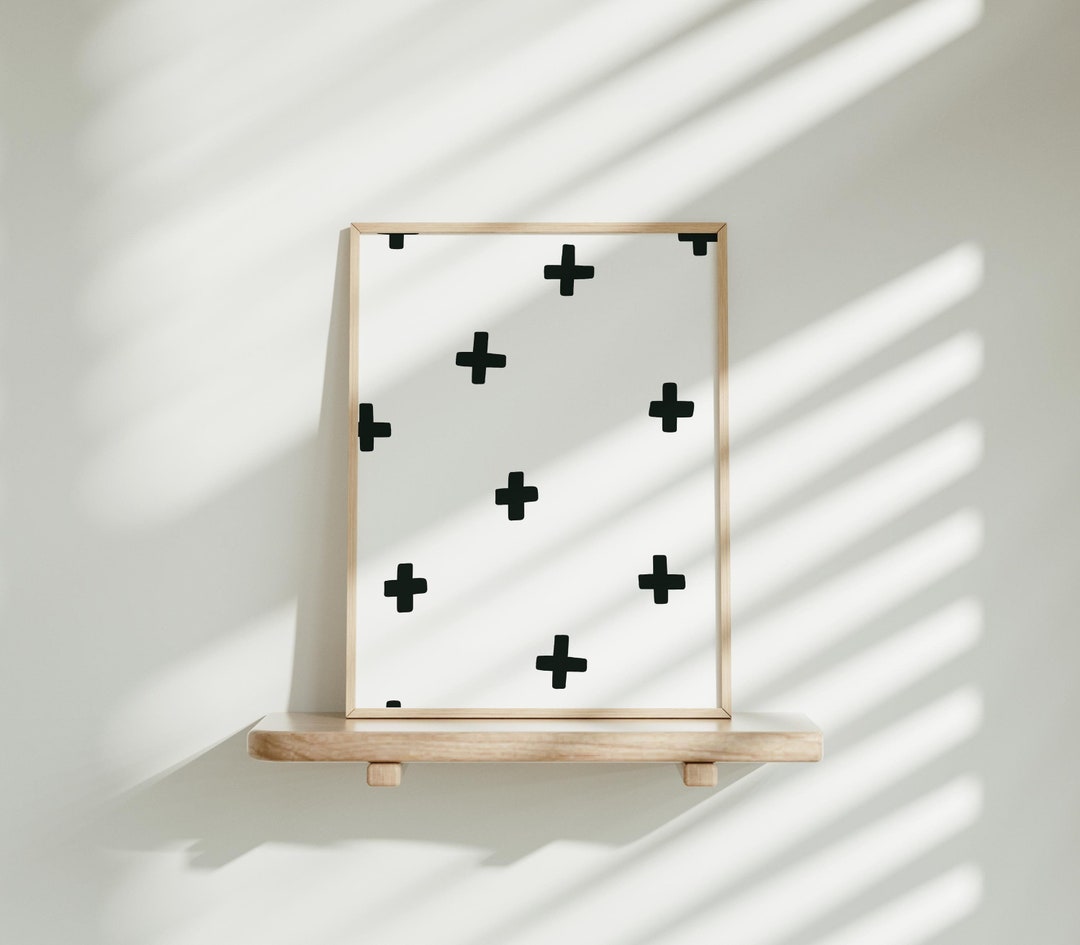 Black and White Swiss Cross Printable Wall Art, Scandinavian Theme Pattern Wall Art for Kids Bedroom, Modern Toddler Playroom Decor - Etsy Japan