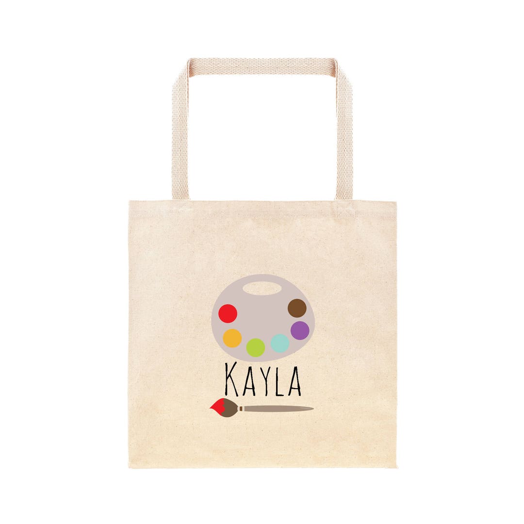 Art Personalized School Tote Bag // Custom Art Class Book Bag // Paint Palette Personalized Tote