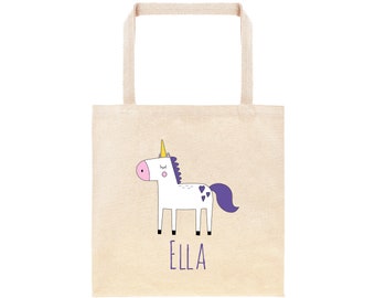 Unicorn Personalized School Tote Bag // Custom Sweet Unicorn Book Bag // Cute Unicorn with Hearts Kids Custom Tote Bag // School Bag