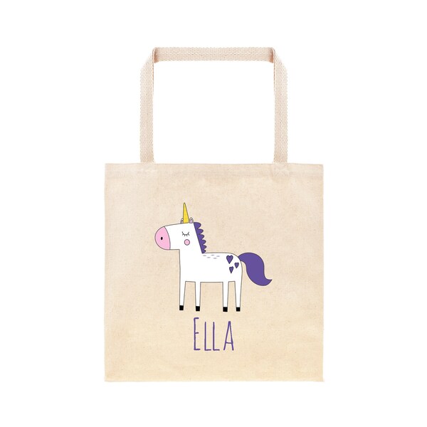 Unicorn Personalized School Tote Bag // Custom Sweet Unicorn Book Bag // Cute Unicorn with Hearts Kids Custom Tote Bag // School Bag