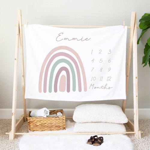 Rainbow Baby Milestone Blanket Personalized Rainbow Baby Etsy