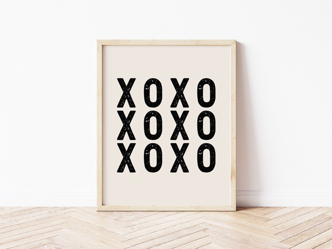 XOXO Wall Art Print Black and Tan XO Art for Kids Bedroom modern