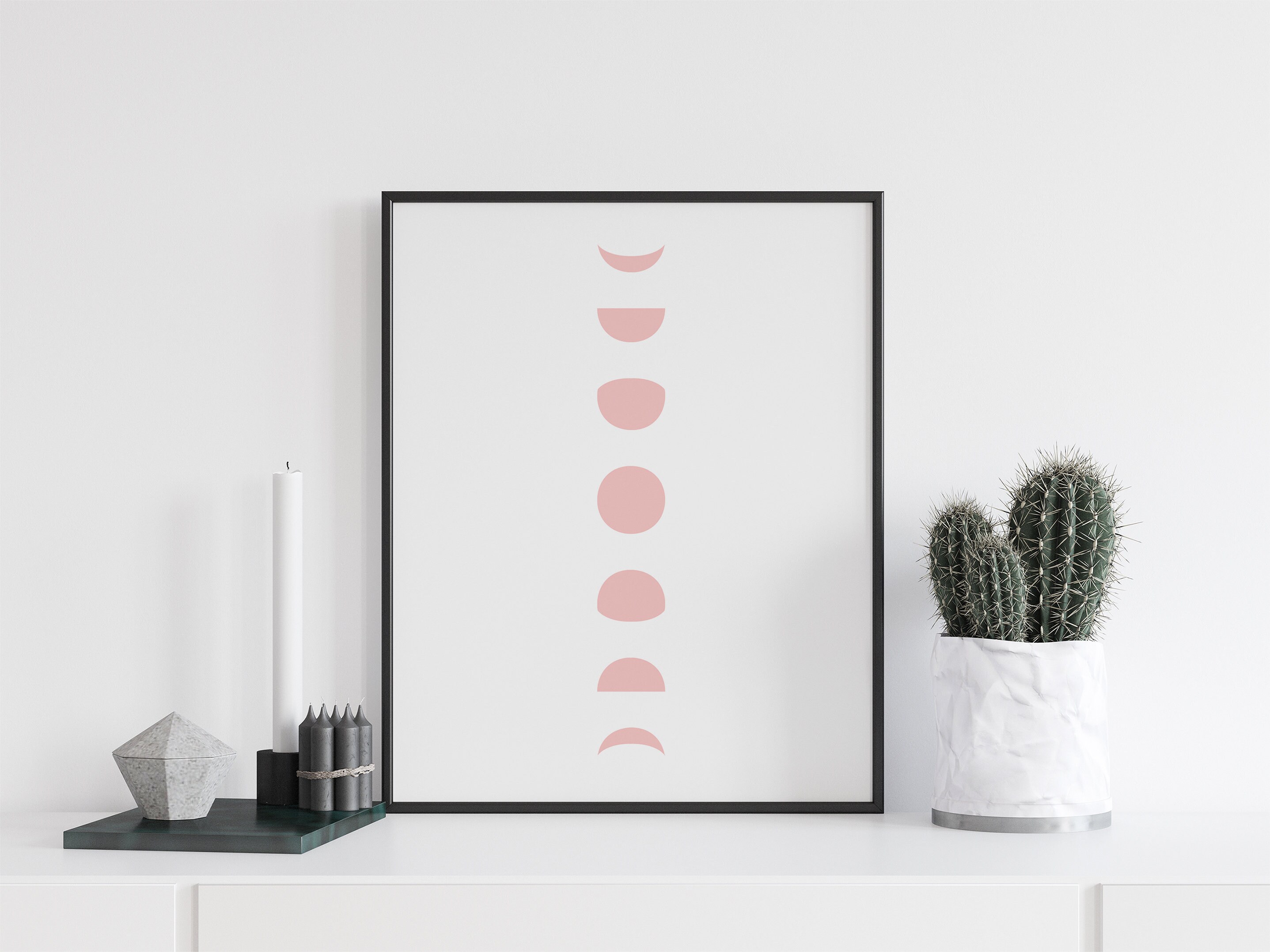 Pink Moon Phases Art Print: Modern Boho Nursery Decor (digital Download ...