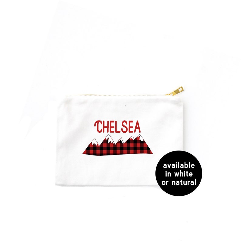 Rustic Plaid Mountain Range Personalized Cosmetic Bag Custom Etsy