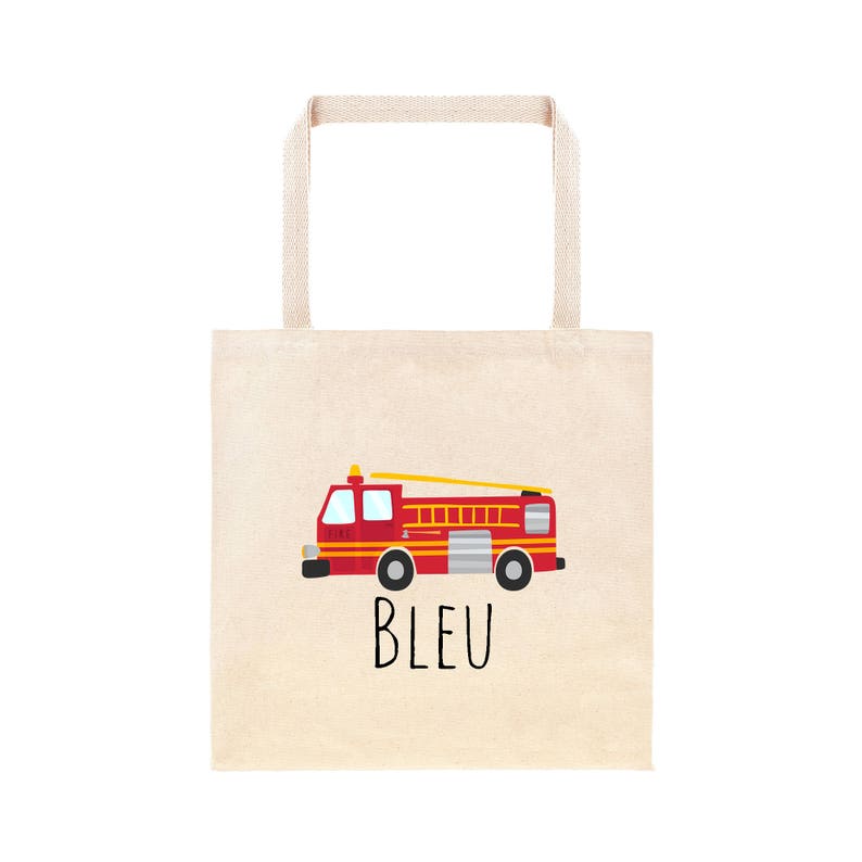 Fire Truck Personalized School Tote Bag Custom Canvas Fire Truck Book Bag Firefighter Bag Kindergarten Fire Truck Preschool