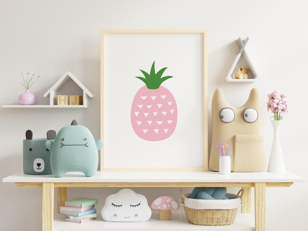 Cute Pink Pineapple Wall Art, Downloadable Pineapple Print for Girls