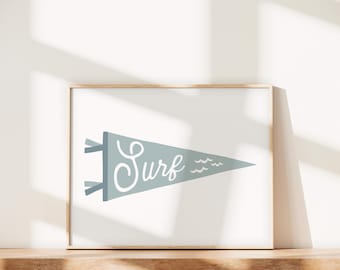 Surf Pennant Flag Print: Kids Room Wall Art (Digital Download)