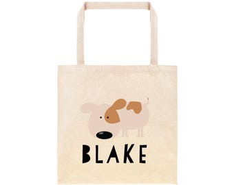 Dog Personalized School Tote Bag // Custom Canvas Dog Book Bag // Farm Dog Tote Bag Kindergarten //