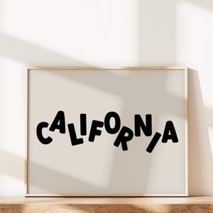 Impression californienne : art lettre funky, décoration sur le thème de la plage (téléchargement numérique)