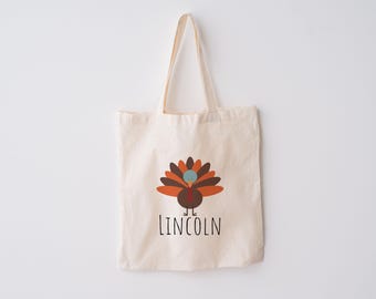 Personalized Thanksgiving Turkey Tote Bag: Custom Favor Bag