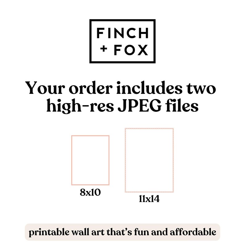 Peut inclure: T&eacute;l&eacute;chargement num&eacute;rique de deux fichiers JPEG haute r&eacute;solution pour l'impression d'art mural. Les fichiers sont pour des impressions de 20,3 x 25,4 cm et 27,9 x 35,6 cm. Le texte sur l'image indique "Votre commande comprend deux fichiers JPEG haute r&eacute;solution".