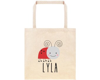 Personalized Ladybug School Tote Bag // Custom Canvas Lady Bug Book Bag //Bug Bag Kindergarten // Preschool