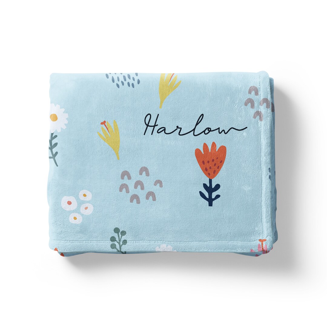 Personalized Floral Blanket baby Girl Flowers Receiving Blanket kids