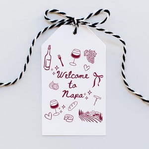 Étiquette cadeau de bienvenue Napa, étiquette événementielle imprimable DIY pour sacs de bienvenue, parfaite pour les mariages, les célibataires, les week-ends entre filles, les événements d'entreprise