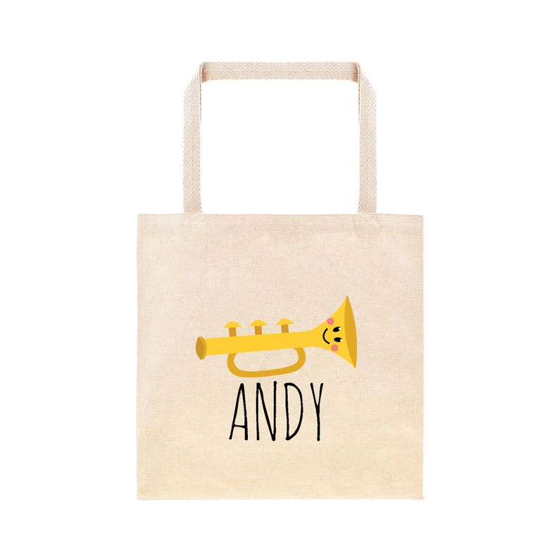 Trumpet Personalized School Tote Bag Custom Music Class Book Bag Trumpet Horn Personalized Tote Bag