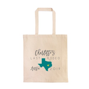 Last Rodeo Texas Personalized Bachelorette Party Tote Bag / Custom Austin or Houston Texas Bachelorette Party Tote Bag / Map of Texas Bag image 2