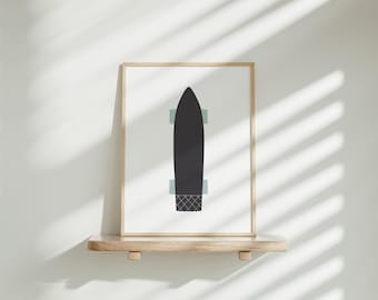 Skateboard Art Print: Minimalist Boys Room Decor (Digital Download)