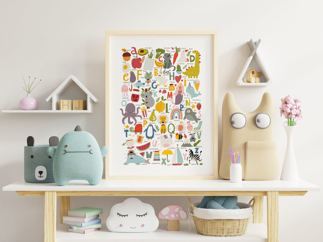 Alphabet Wall Art Nursery • fun and Modern A-Z Letters Chart for Kids ...