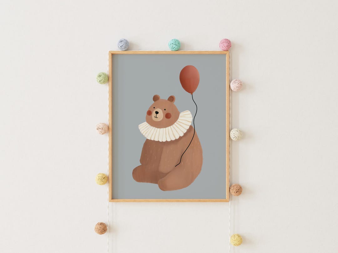 Circus Bear Art Print | Circus Animal Nursery Decor | Bear and a ...