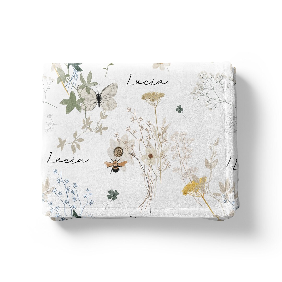 Personalized Wildflower Blanket baby Girl Floral Receiving